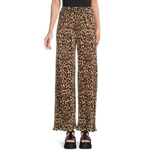 Animal Print Wide-Leg Pants
